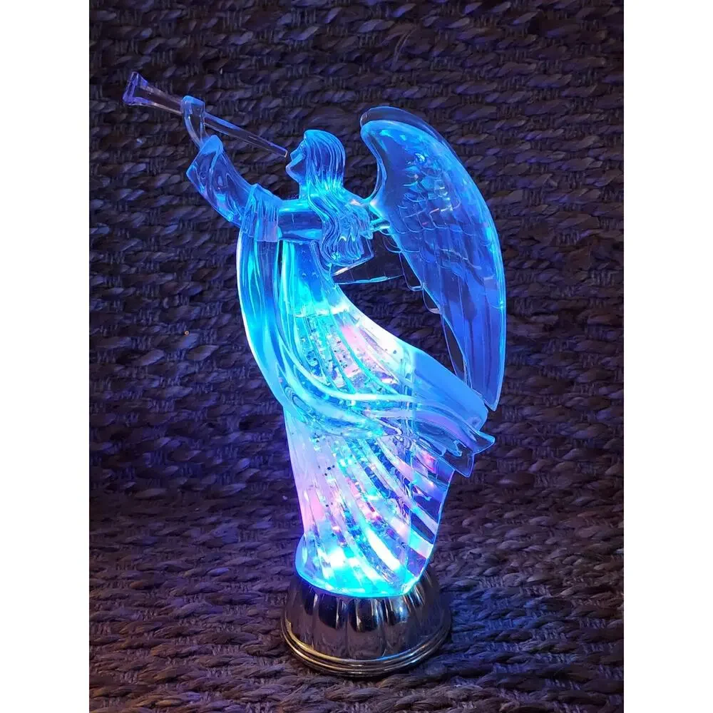 Graceful Christmas Angel Figurine Multicolor LED Swirling Water Globe Battery